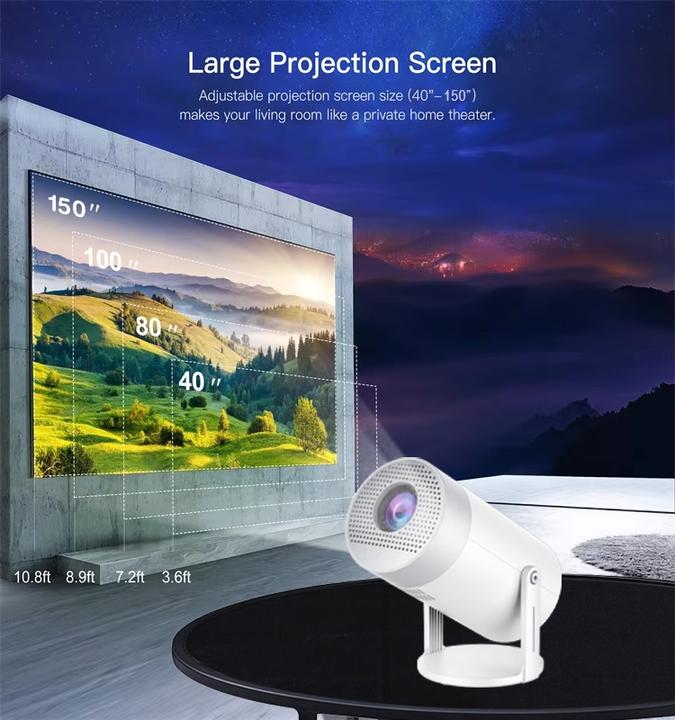 Produktbild PhoneLook Projektor Multimedia HG50 LED HD Beamer Heimkino mit Screen Mirroring (Android 12, WiFi 6) (HD, 300 lm)