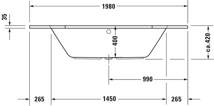 Produktbild Duravit Eck-Badewanne D-CODE 2 Rückenschrägen, weiss 1400x1400mm