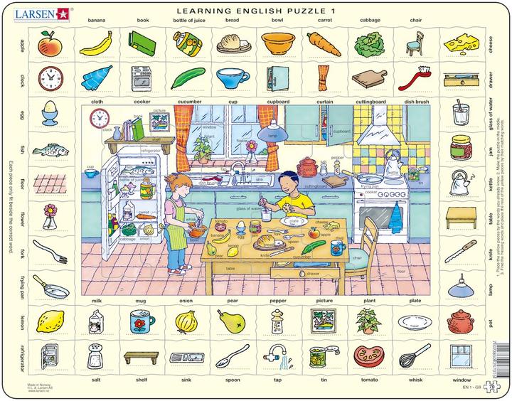 Immagine prodotto Larsen Puzzle - Imparare l'inglese (1) in cucina (70 pezzi)
