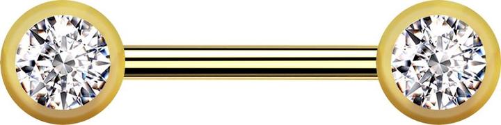 Produktbild Star Piercing Barbell vergoldet mit zwei Kugeln front Kristall silber (Chirurgenstahl 316L)