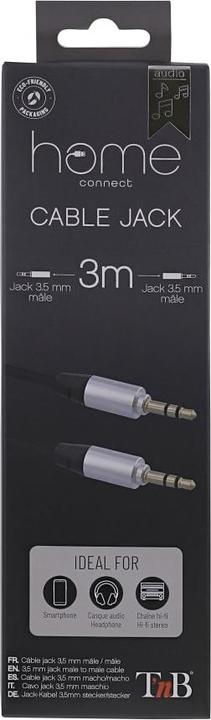 Image du produit T'nB CÂBLE AUDIO JACK 3,5MM M/M 3M (ARGENT/NOIR) (3 m, Jack 3,5 mm (AUX))