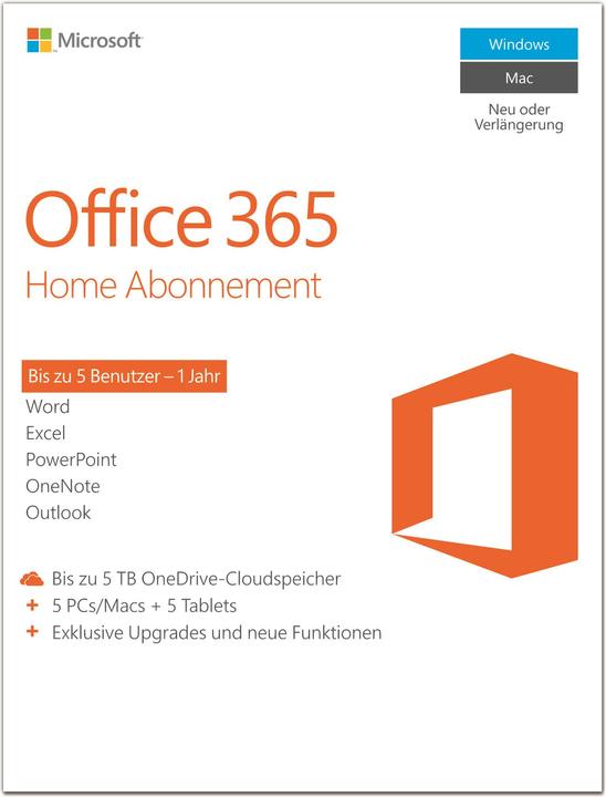 Produktbild Microsoft Office 365 Home (1 User, 12 Monate)