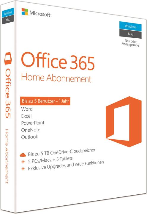 Produktbild Microsoft Office 365 Home (1 User, 12 Monate)