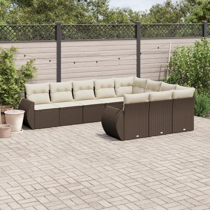 Immagine prodotto VidaXL Set di divani da giardino set da giardino gruppo di sedute da giardino 10 pezzi marrone