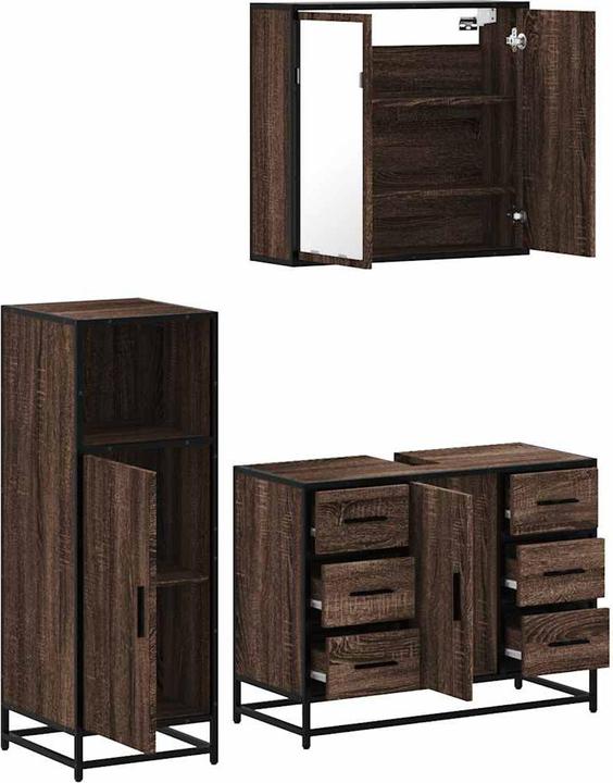 Immagine prodotto VidaXL Set di mobili da bagno a 3 pezzi Set di mobili da bagno in legno effetto rovere marrone