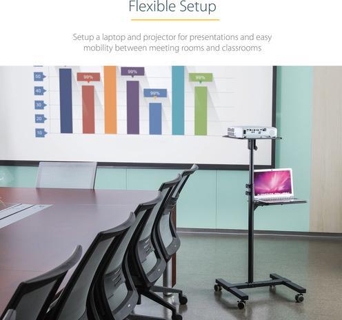 Actual product image StarTech Mobile projector and laptop stand/cart - Heavy duty projector stand (2 shelves, each ) -... (Ceiling)
