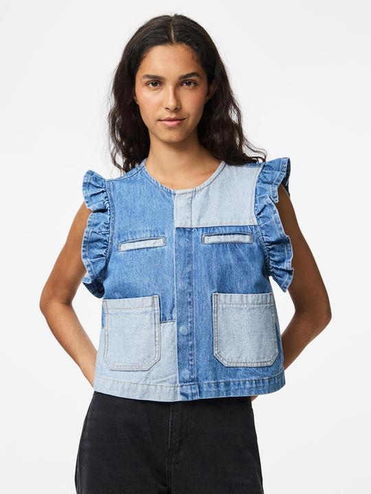 Produktbild Pieces PCFIE VOLANT PATCHWORK Jeansweste (S)