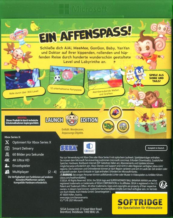 Image du produit Sega Super Monkey Ball : Banana Mania - Édition de lancement (Xbox Series X, Xbox One X, Multilingue)