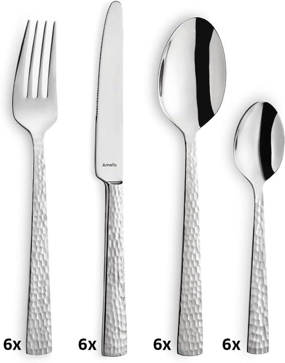 Amefa FELICITY Besteckset 24-teilig, gehämmert, für 6 Personen (24 Stück, Besteck Set)