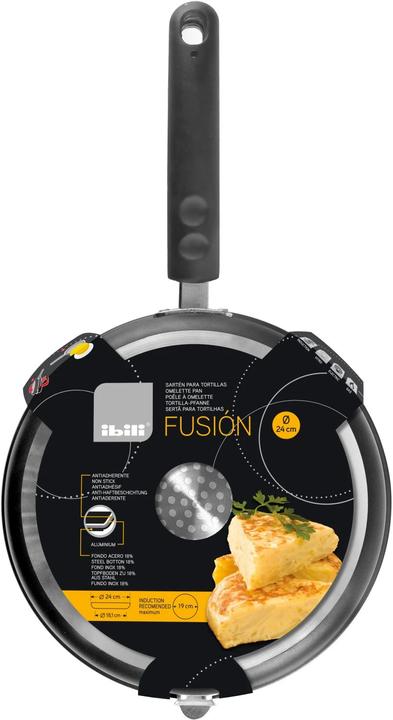 Actual product image Ibili Tortilla pan Fusion 20 cm Ideal for preparing tortillas, crepes and omelettes (20 cm, Pan set + pot set, Aluminium)