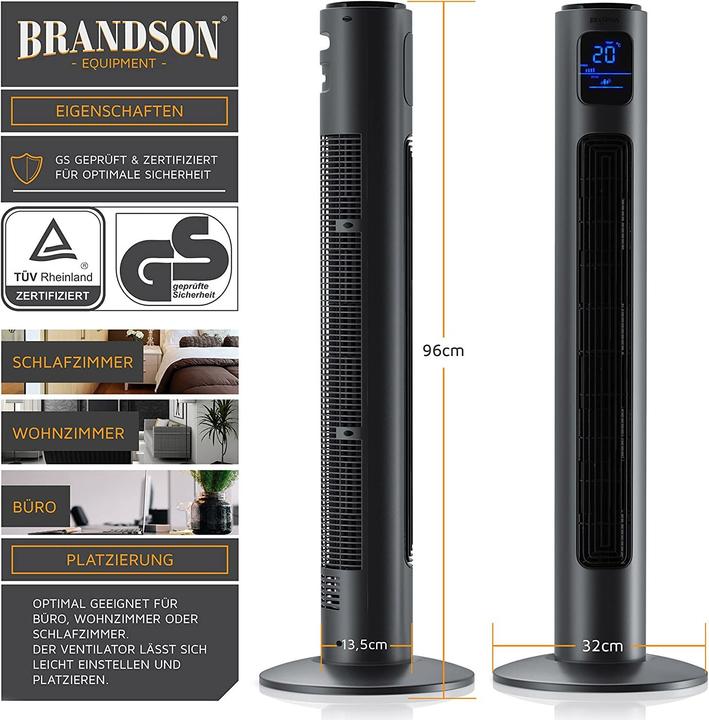 Produktbild Brandson Turmventilator mit Fernbedienung (48 dB)