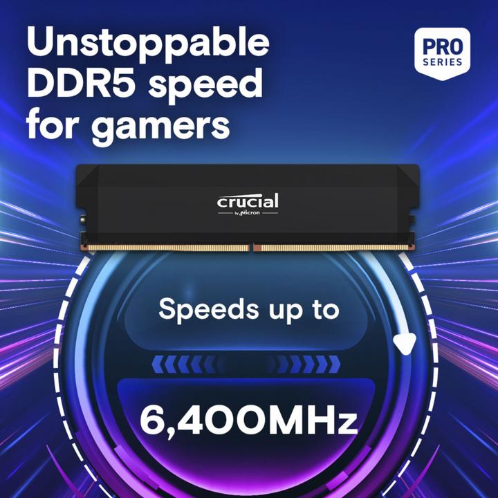 Produktbild Crucial Pro DDR5-6400 Kit 32GB 2x16GB UDIMM CL38 B Overclocking (2 x 16GB, 6400 MHz, DDR5-RAM, U-DIMM)