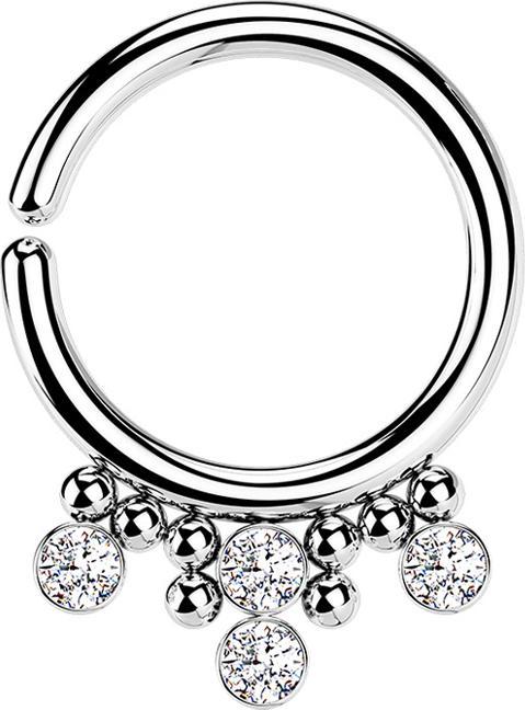 Immagine prodotto Star Piercing Anello Micro Piercing argento otto sfere e quattro cristalli argento (Acciaio chirurgico 316L, senza ottone)