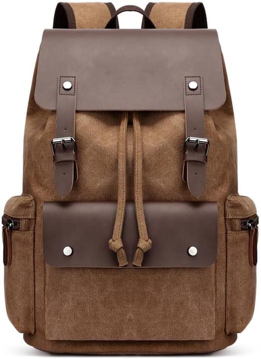 Produktbild Only-Bags.Store Casual Travel Backpack In Leder und Segeltuch, Canvas Retro Herren Rucksack grosse Kapazität 20-35L