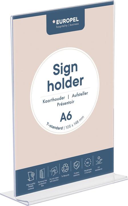 Actual product image Europel Acrylic table stand, DIN A6 portrait, straight (A6)