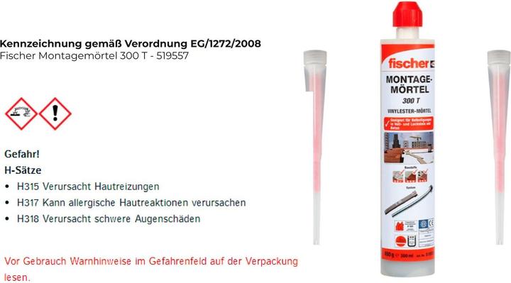 Energy Label Fischer Installation mortar FIS VL (620 g)