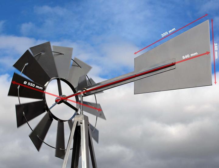 Produktbild Wiltec XPOtool Windrad mit 245cm Höhe Windmühle Windspiel Gartendeko Rankhilfe Rankturm