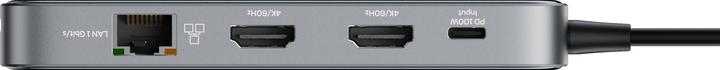 Actual product image Deltaco USB-C docking station 3xUSB/SD/microSD/2xHDMI/RJ45 (USB-C, 10 Ports)