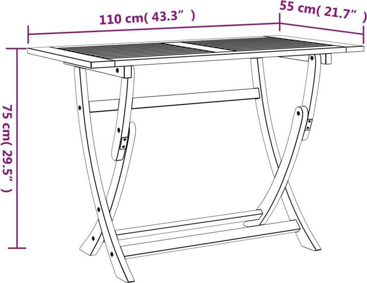 Actual product image VidaXL Folding acacia garden table (55 cm)