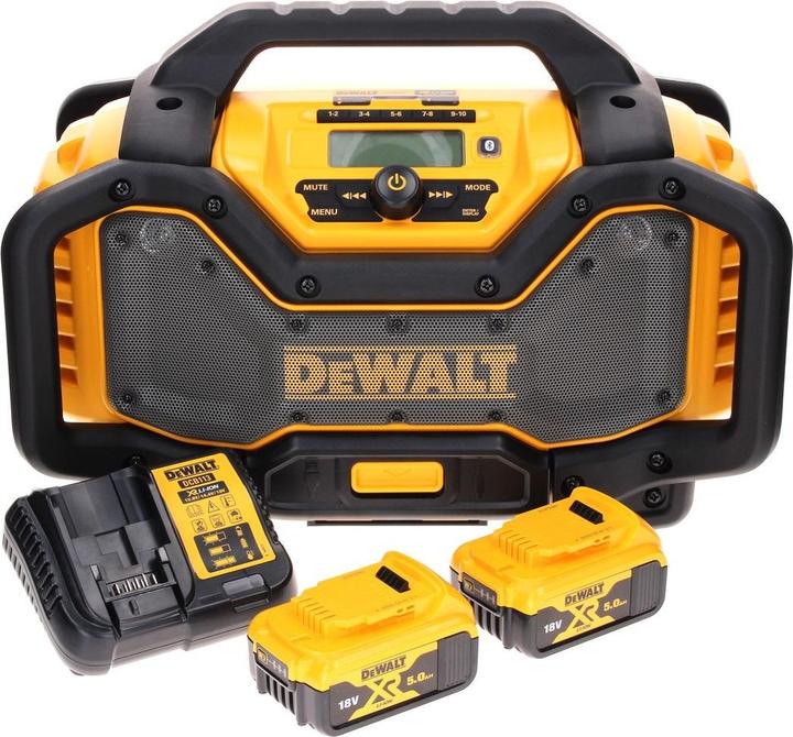 Produktbild DeWalt DCR 027 P1 Akku Radio DAB+ 10,8-18,0 V + 2x Akku 5,0 Ah + Ladegerät (DAB+, FM, Bluetooth)