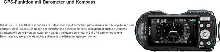 Actual product image RICOH WG 5 GPS, waterproof up to 14m (16 Mpx, 1/2,3'')