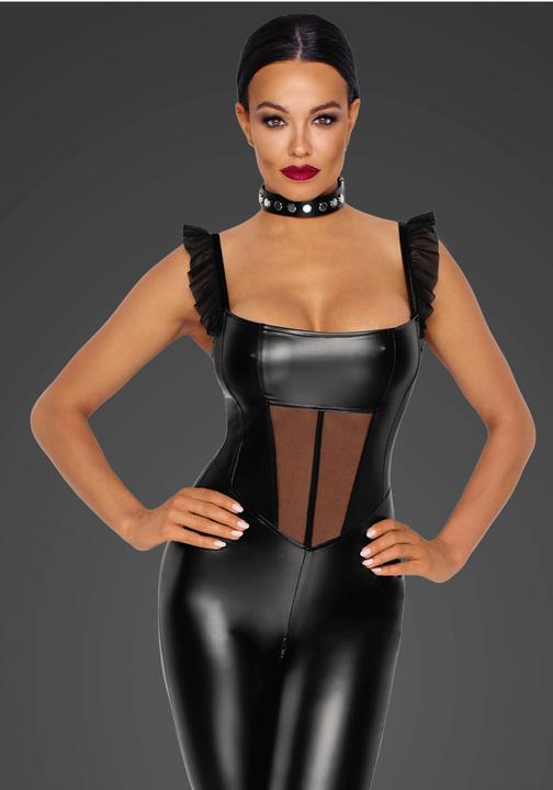 Produktbild Noir Handmade Powerwetlook Overall mit Tüll-Einsätzen (L)