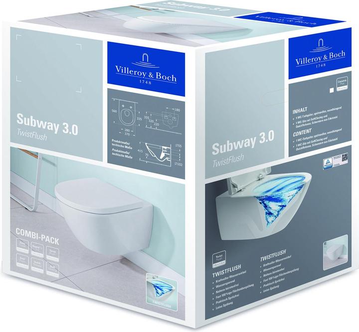 Actual product image Villeroy & Boch V&B Combipack SUBWAY 3.0 m WWC deep TwistFlush and WC seat white