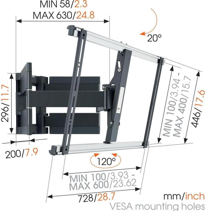 Image du produit Vogels Mince 550 (Mur, 100", 70 kg)