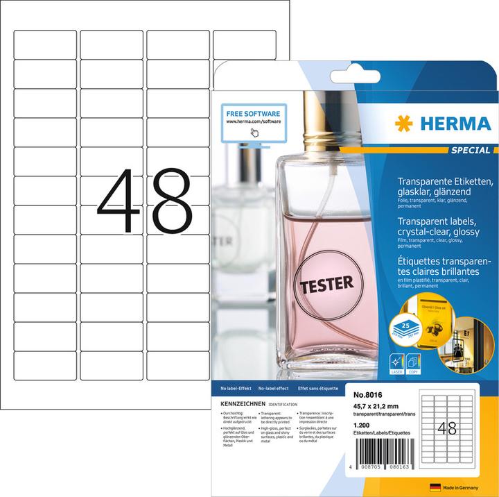 Actual product image Herma Transparent labels A4