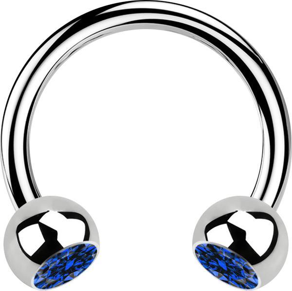 Immagine prodotto Star Piercing Micro Circular Barbell in argento con due sfere di cristallo blu scuro (Acciaio chirurgico 316L, senza ottone)