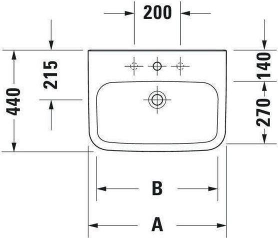 Image du produit Duravit Lavabo DURASTYLE MED sans meuble avec plan de toilette 600x440mm 1 robinetterie blanc (440 mm, 600 mm)