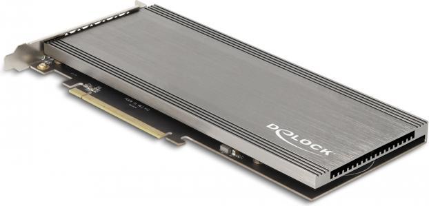 Produktbild Delock PCI Express 4.0 x16 Karte zu 4 x intern NVMe M.2 Key M mit Kühlkörper und Lüfter