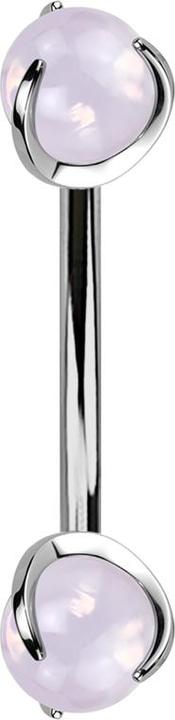 Produktbild Star Piercing Micro Banane silber Innengewinde mit zwei Kugeln Opalite pink Stein gefasst (Mineralisch, ohne Messing, Titan G23)