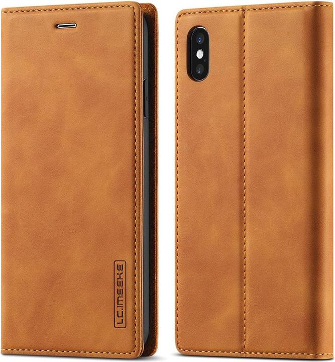 Cover-Discount iPhone Xs / X - Stand Flip Case Hülle braun (Apple iPhone XS)