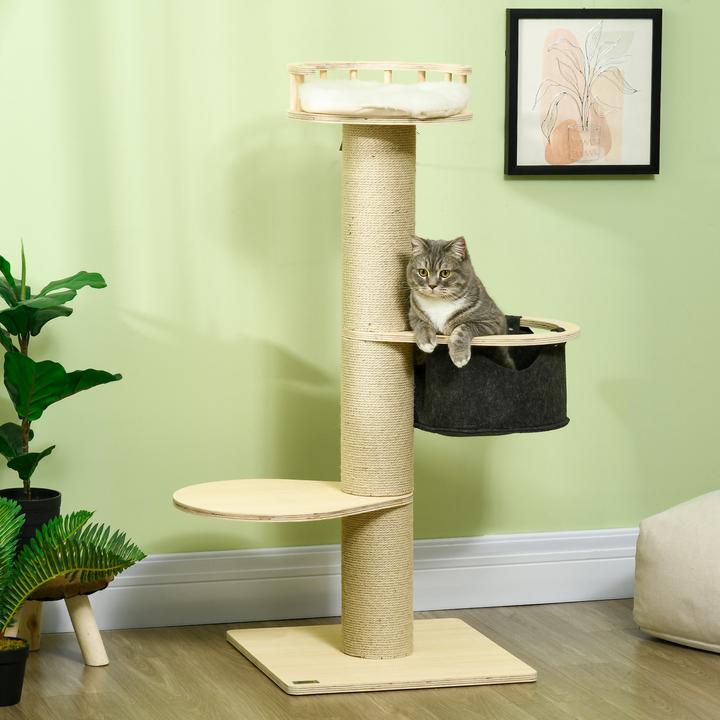 Actual product image PawHut Cat tree with hammock and viewing platform (114 cm, Nature)