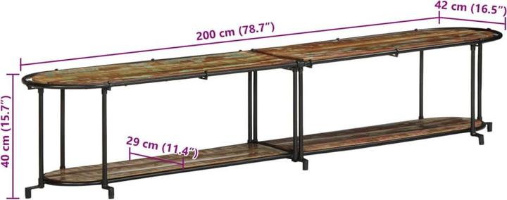Image du produit VidaXL Armoire TV Lowboard Armoire TV Table TV Meuble en vieux bois massif (200 x 42 x 40 cm)