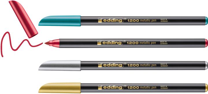 Produktbild Edding Metallic-Faserschreiber (Silber, Gold, Metallic Grün, Metallic Rot, 4 x)