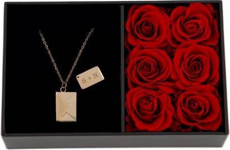 TOP Personalisierbare Halskette Briefumschlag roségold in Rosenbox