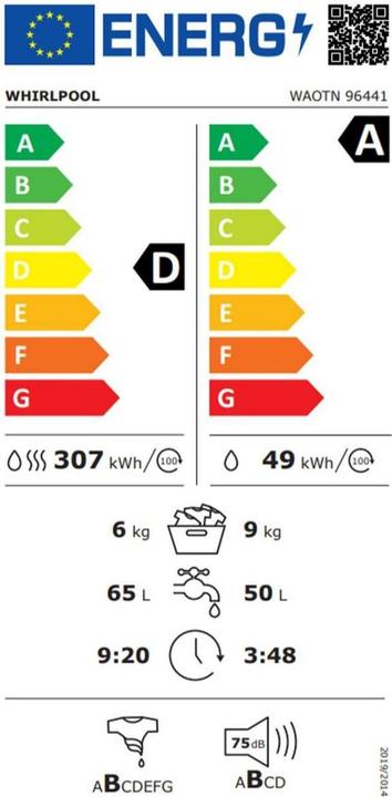 Label énergétique Whirlpool WAOTN 96441