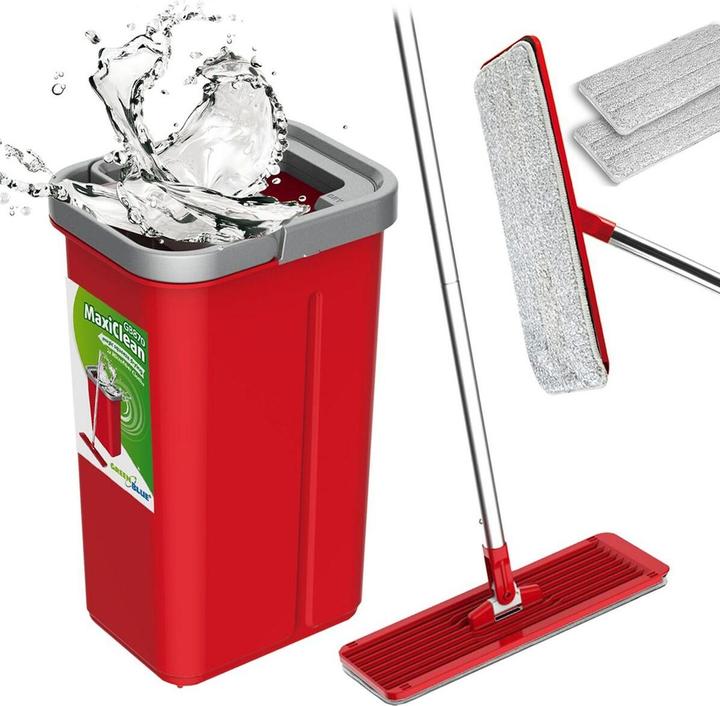 Produktbild Greenblue Flachbesen + Eimer + Teleskopstange + 2 x Mikrofasermatte 5,7 L Bodenreinigung XXL Set Schwenkkopf (1 Stk.)