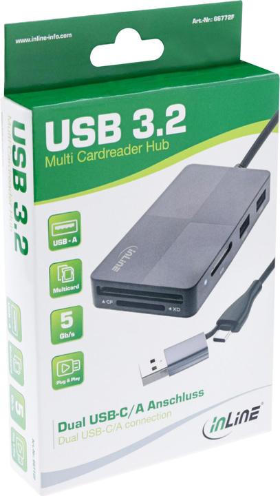 Actual product image InLine USB 3.2 Multi Cardreader Hub (USB-A, 3 Ports)