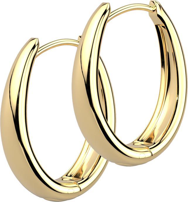 Produktbild Star Piercing Ohrring zum Klappen vergoldet Oval breit (ohne Messing, Chirurgenstahl 316L)