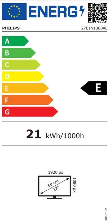 Energie-Label Philips 27E1N1300AE/00 (1920 x 1080 Pixel, 27")