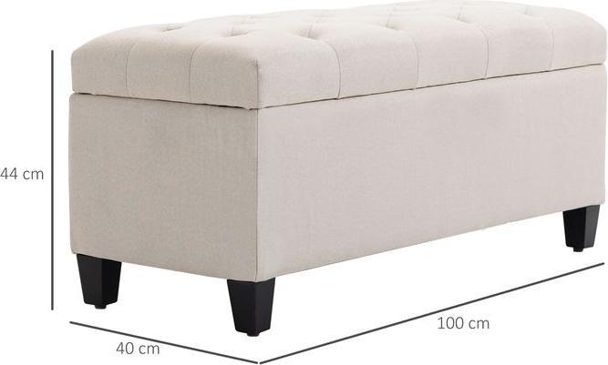 Produktbild Swisshandel24 Sitzbank Polsterbank mit Stauraum Truhenbank Flur Schlafzimmer Wohnzimmer leinenartiges Polyester Gu (100 cm)