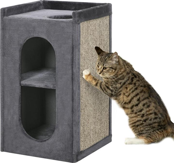 Produktbild PawHut Kratztonne mit Kratzmatte (81 cm, Grau)