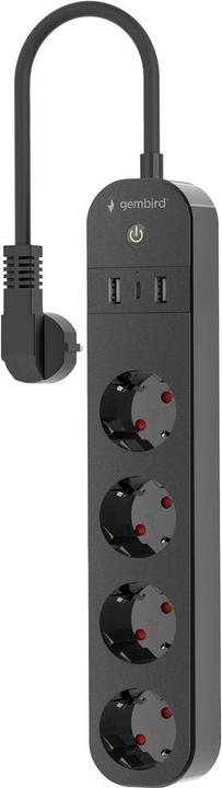 Produktbild Gembird Smart Steckdosenleiste mit USB-Ladegerät 4 französische Steckdosen schwarz (4 x, CEE 7/5, 1.50 m)