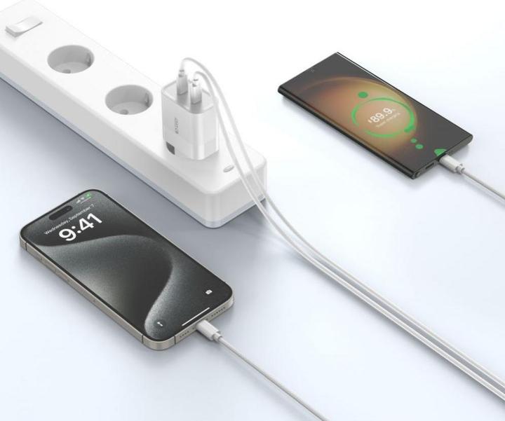 Image du produit Tech-Protect C20W 2x USB-C PD Chargeur réseau 20W avec câble USB-C / USB-C - blanc (20 W)