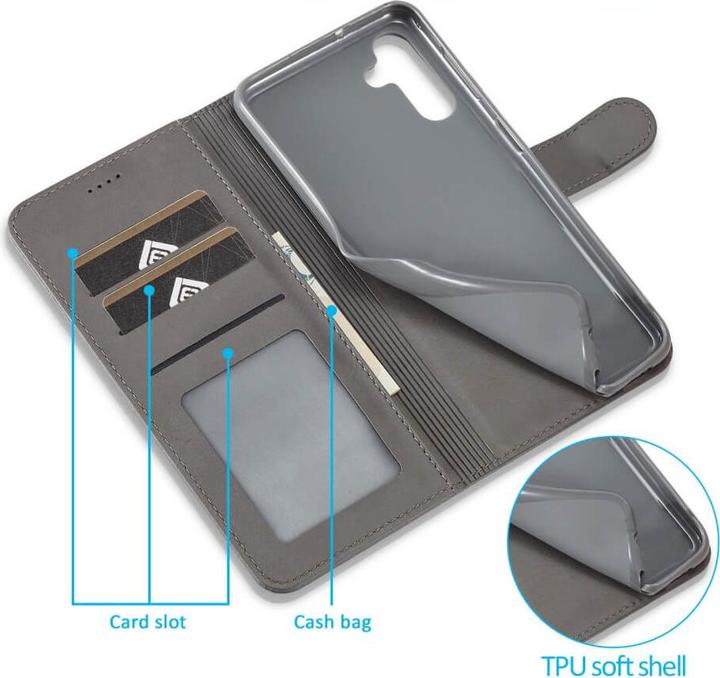 Actual product image LC.Imeeke Galaxy A15 - leather case grey (Samsung Galaxy A15)