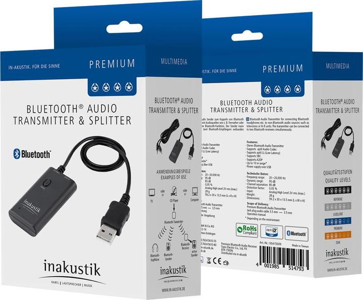 Actual product image Inakustik Bluetooth Audio Transmitter & Splitter (Channels)