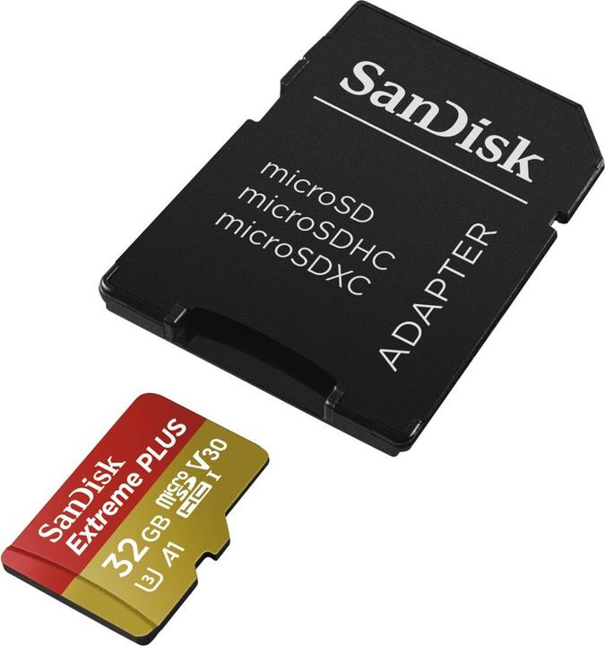 Immagine prodotto SanDisk microSDHC 100MB A1 32GB Extreme Plus A1 32GB Extreme Plus (32 GB, microSDHC, U3, UHS-I)